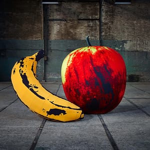 4m banana and 2m apple Pop Art fruit