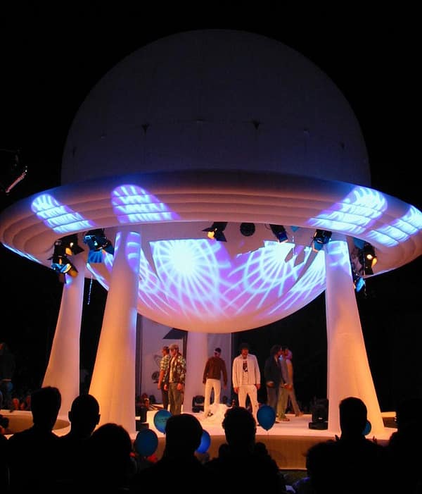 11m inflatable dome stage outside at night
