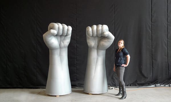 A pair of 2.2m inflatable fists